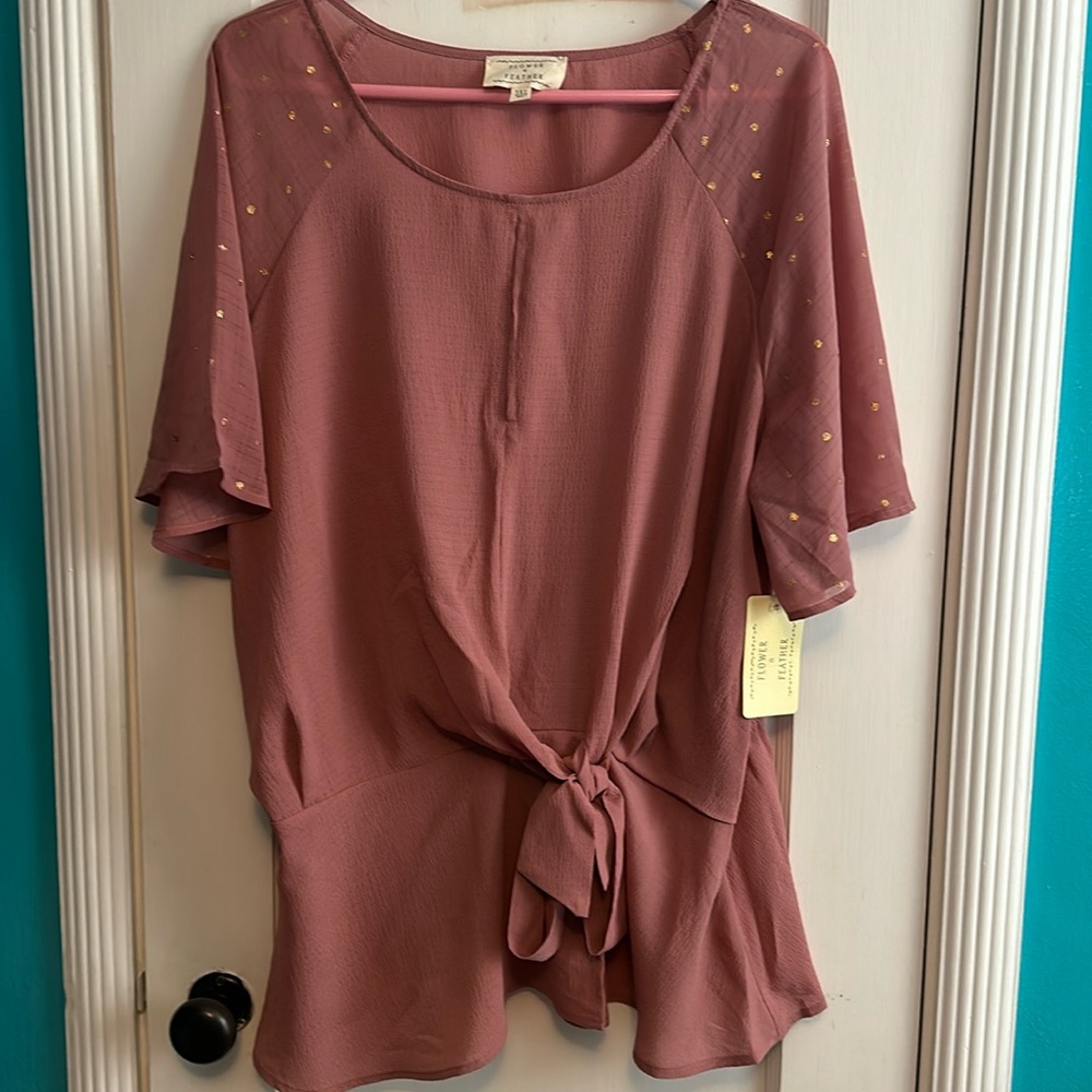 NWT Flowers & Feather Blouse